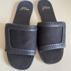 J Crew Black Flat Sandals Mule sz 5
